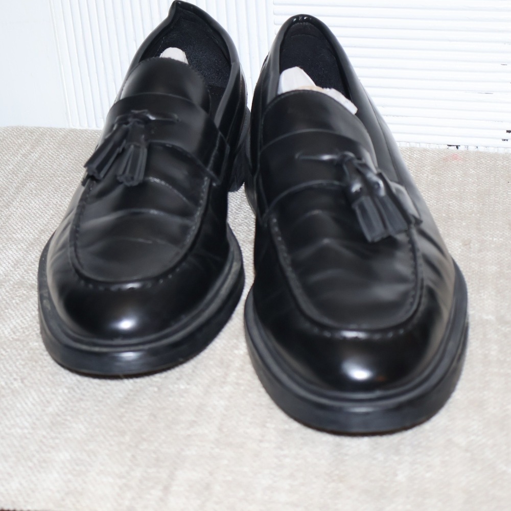 Zara Loafers Mens Size 12 US 45 EU Black Tassel Faux Leather Slip On